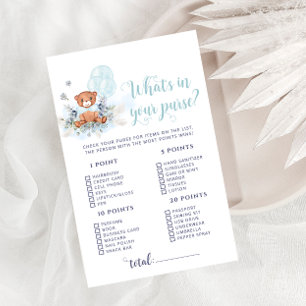 Papier Teddy Bear Whats in Your Purse Baby shower Jeu