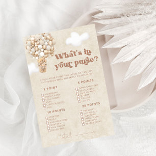 Papier Teddy Bear Whats in Your Purse Baby shower Jeu