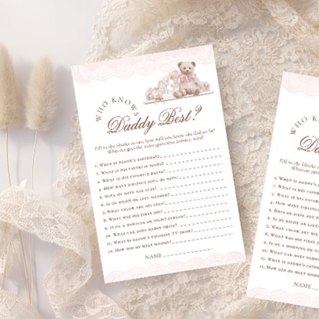 Papier Teddy Bear Who Knows Daddy Best Baby Shower Game (Créateur téléchargé)