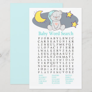 Papier Teddy ours Baby shower Mot de recherche Jeu