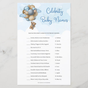 Papier Teddy ours bleu brun ballon Celebrity Baby Names