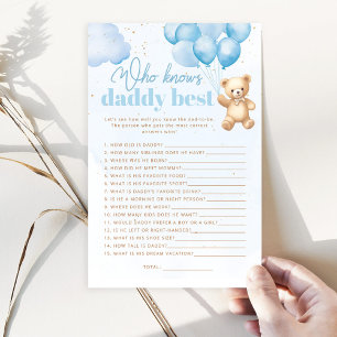 Papier Teddy ours bleu Qui connaît papa meilleur jeu de d