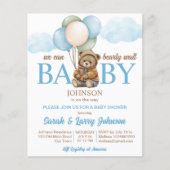 Papier Teddy ours budget baby shower invitation attendre (Devant)