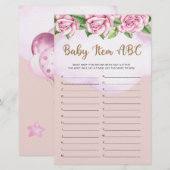 Papier Teddy ours fille baby shower bébé objet ABC jeu (Devant / Derrière)