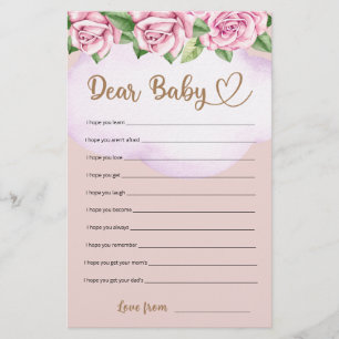 Papier Teddy ours fille baby shower Chers voeux pour bébé