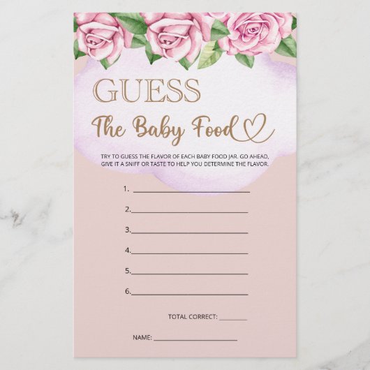 Papier Teddy ours fille baby shower Devinez The Baby Food (Devant)