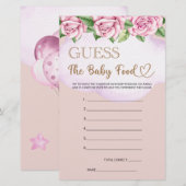 Papier Teddy ours fille baby shower Devinez The Baby Food (Devant / Derrière)