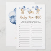 Papier Teddy ours garçon baby shower bébé objet ABC jeu (Devant / Derrière)