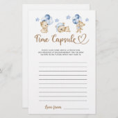 Papier Teddy ours garçon baby shower Heure Capsule (Devant / Derrière)