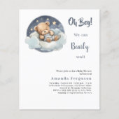 Papier Teddy ours garçon bleu lune Baby shower invitation (Devant)