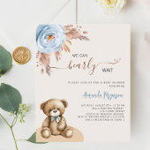 Papier Teddy ours pampas bleu garçon budget baby shower