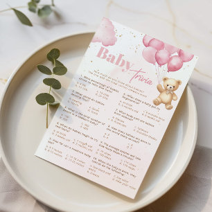 Papier Teddy ours rose ballons bébé trivia jeu