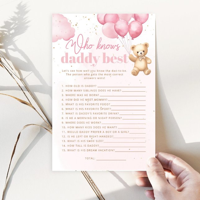 Papier Teddy ours rose Qui connaît papa meilleur jeu de d (Créateur téléchargé)