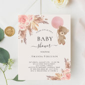 Papier Teden ours rose pampa herbe fille baby shower