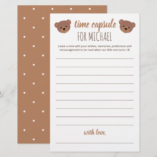 Papier Temps Capsule pour Baby shower et anniversaire (Devant / Derrière)