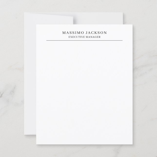 Papier Tendance Moderne Simple Noir & Blanc Professionnel (Devant)