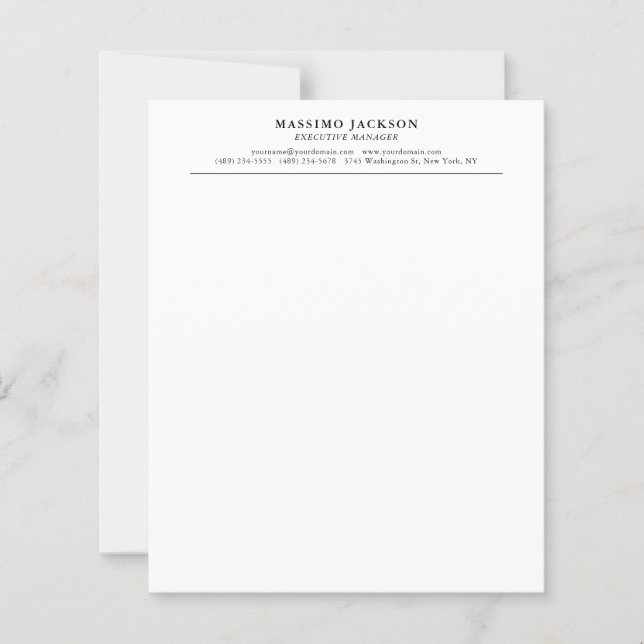 Papier Tendance Moderne Simple Noir & Blanc Professionnel (Devant)