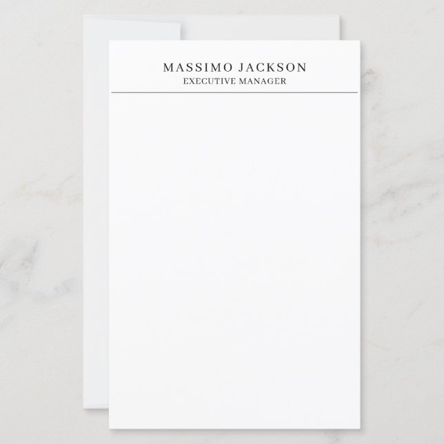 Papier Tendance Moderne Simple Noir & Blanc Professionnel (Devant)