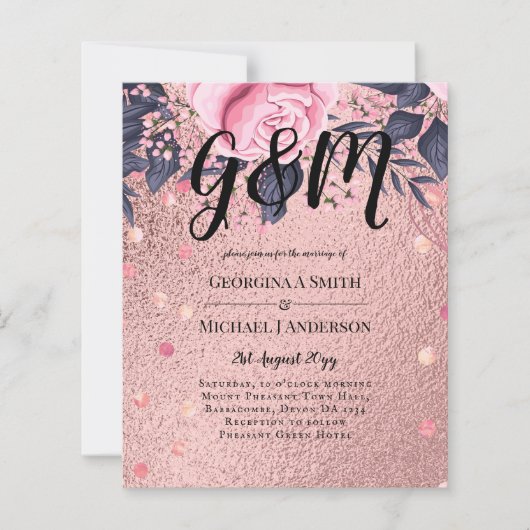 Papier Tendance ROSEGOLD Mariage Metallic rose marine Par (Devant)