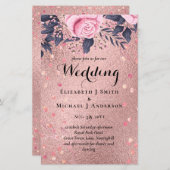 Papier Tendance ROSEGOLD Mariage Metallic rose marine Par (Devant / Derrière)