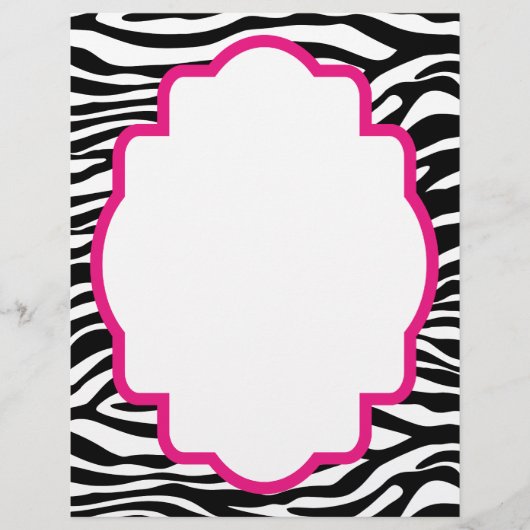 Papier Tendance Zebra Print avec en-tête rose Customisé (Devant)