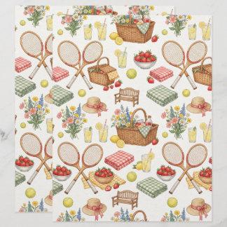 Papier Tennis Garden Party Picnic & Fruit Scrapbook Paper