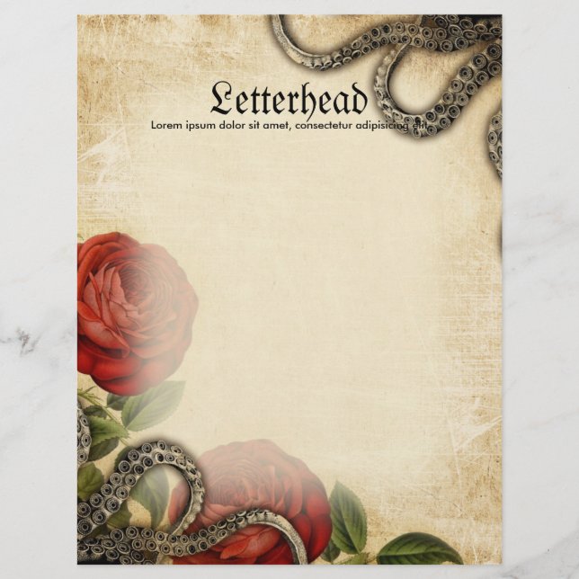 Papier Tentacles Et Roses (Devant)