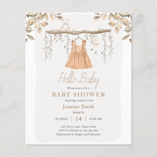 Papier Tenue Boho Bébé Fille Baby Shower Bohème Hallo (Devant)