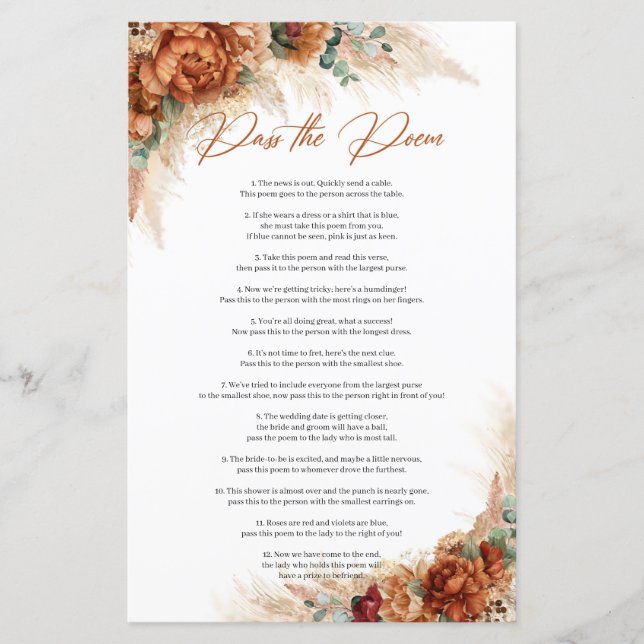 Papier Teracotta tropicale brûlée orange Pass Le poème (Devant)