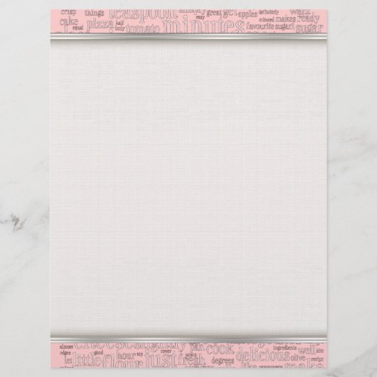 Papier Termes culinaires Mot Cloud Document d'écriture (Devant)