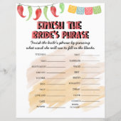 Papier Terminer la phrase de la mariée | Jeu de Fête des  (Devant)