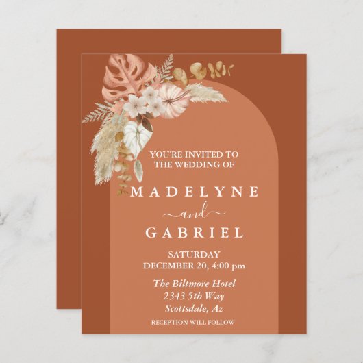 Papier Terra Cotta Tropical Boho Arch Faire-part de maria (Devant / Derrière)