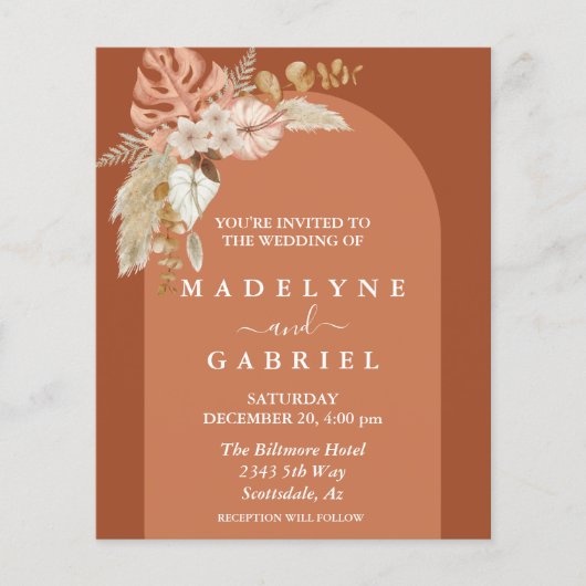 Papier Terra Cotta Tropical Boho Arch Faire-part de maria (Devant)