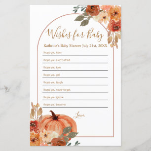 Papier Terracota Citrouille Floral Voeux pour bébé