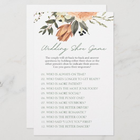 Papier Terracota Flower Funny Mariage Chaussure Jeu (Devant / Derrière)