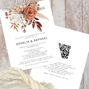 PAPIER Terracotta Bloemen QR Code Boheemse Bruilof Flyer