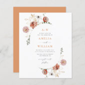 Papier terracotta boho automne invitation florale (Devant / Derrière)