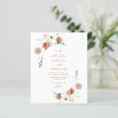 Papier terracotta boho automne invitation florale (Debout devant)