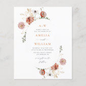 Papier terracotta boho automne invitation florale (Devant)