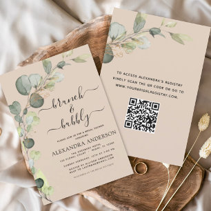 Papier Terracotta Brunch & Bubbly QR Code Invitation
