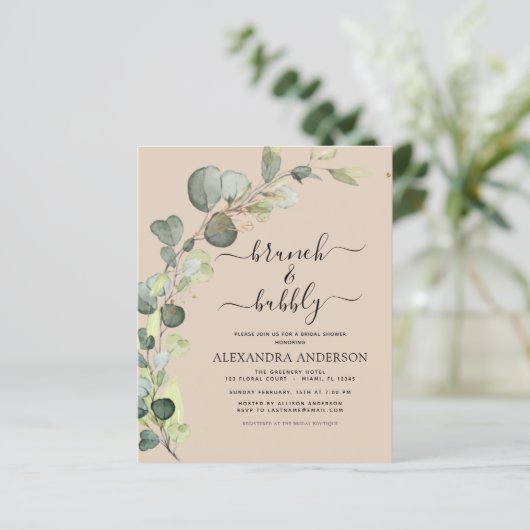 Papier Terracotta Brunch & Bubbly QR Code Invitation (Debout devant)