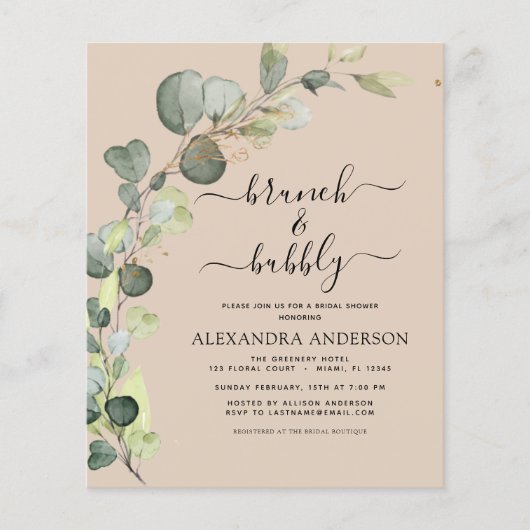 Papier Terracotta Brunch & Bubbly QR Code Invitation (Devant)