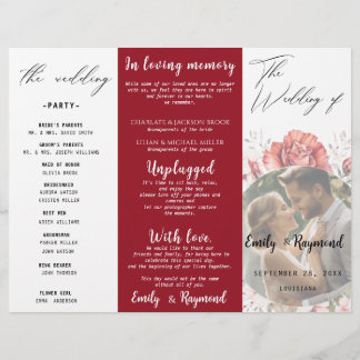 Papier Terracotta Burgundy Blush Floral Wedding  Program