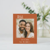 Papier Terracotta ivory photo wedding Save the Date card (Debout devant)