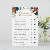 Papier Terracotta Marine Blue Green Fête des mariées Jeu (Debout devant)