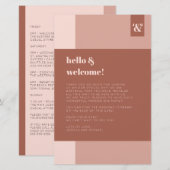 Papier Terracotta Monogram Mariage Bienvenue Itinéraire (Devant / Derrière)