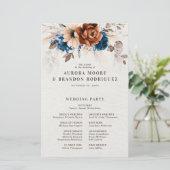 Papier Terracotta Navy Blue Pampas Grass Wedding Programm (Debout devant)