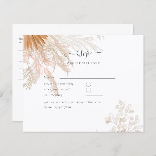 Papier Terracotta Pampas Mariage Tropical Grass (Devant / Derrière)