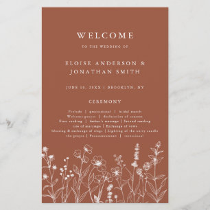 Papier Terracotta Rustic Fall Fleur sauvage Wedding Progr