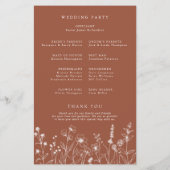 Papier Terracotta Rustic Fall Fleur sauvage Wedding Progr (Dos)